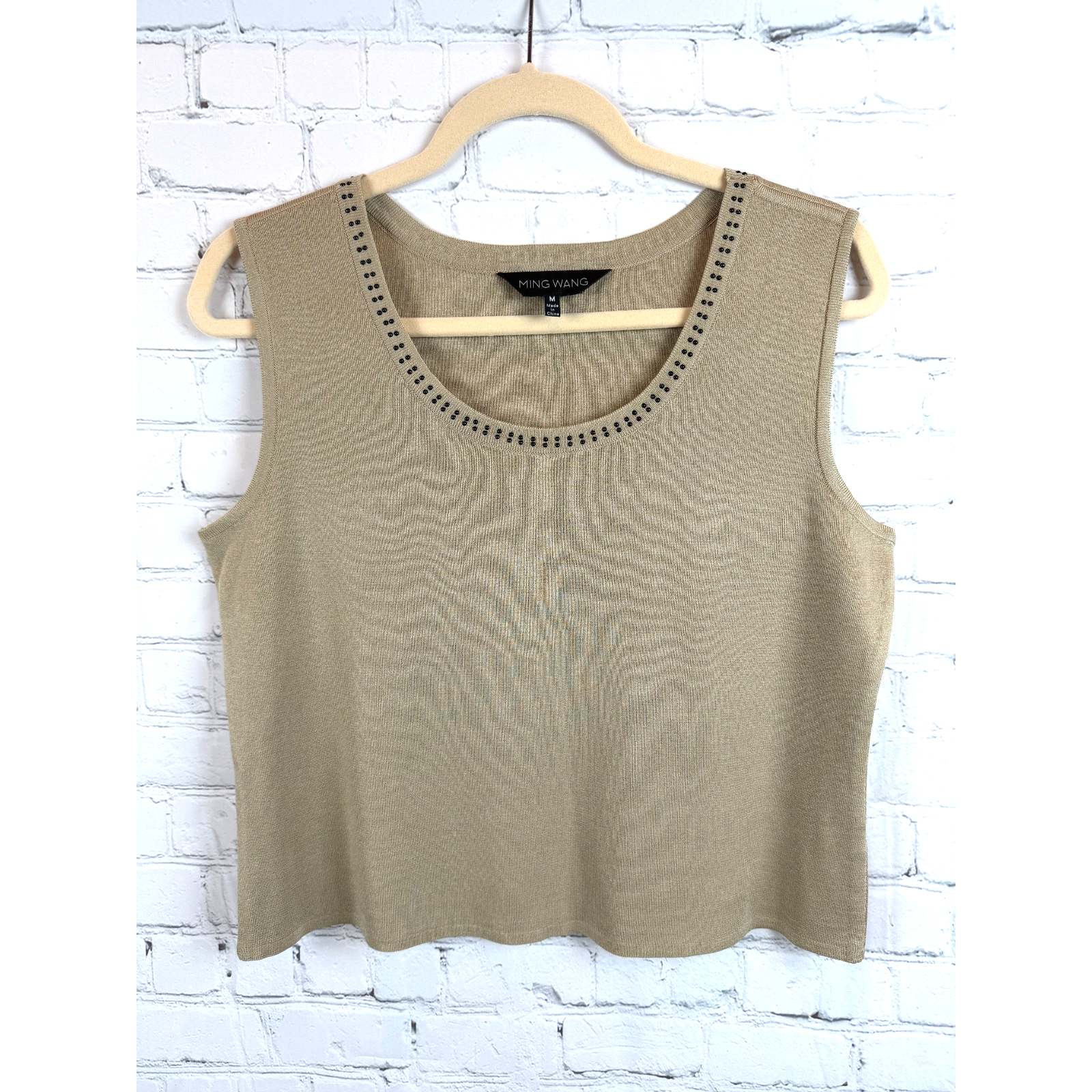 Ming Wang Gray Taupe Sleeveless Knit Tank Top Pullover M